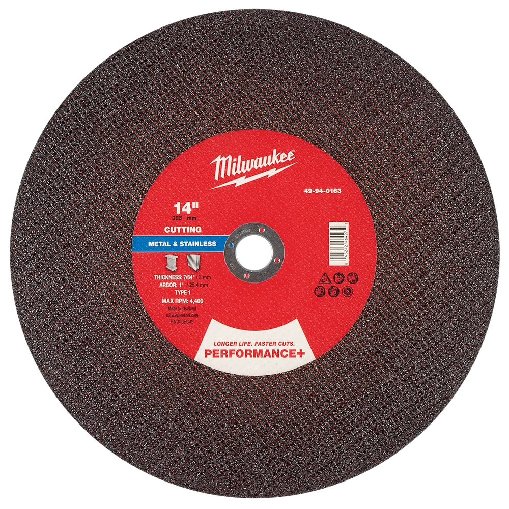 Milwaukee Tool 14" X 7/64" X 1" Performance Metal Cut OFF Wheel