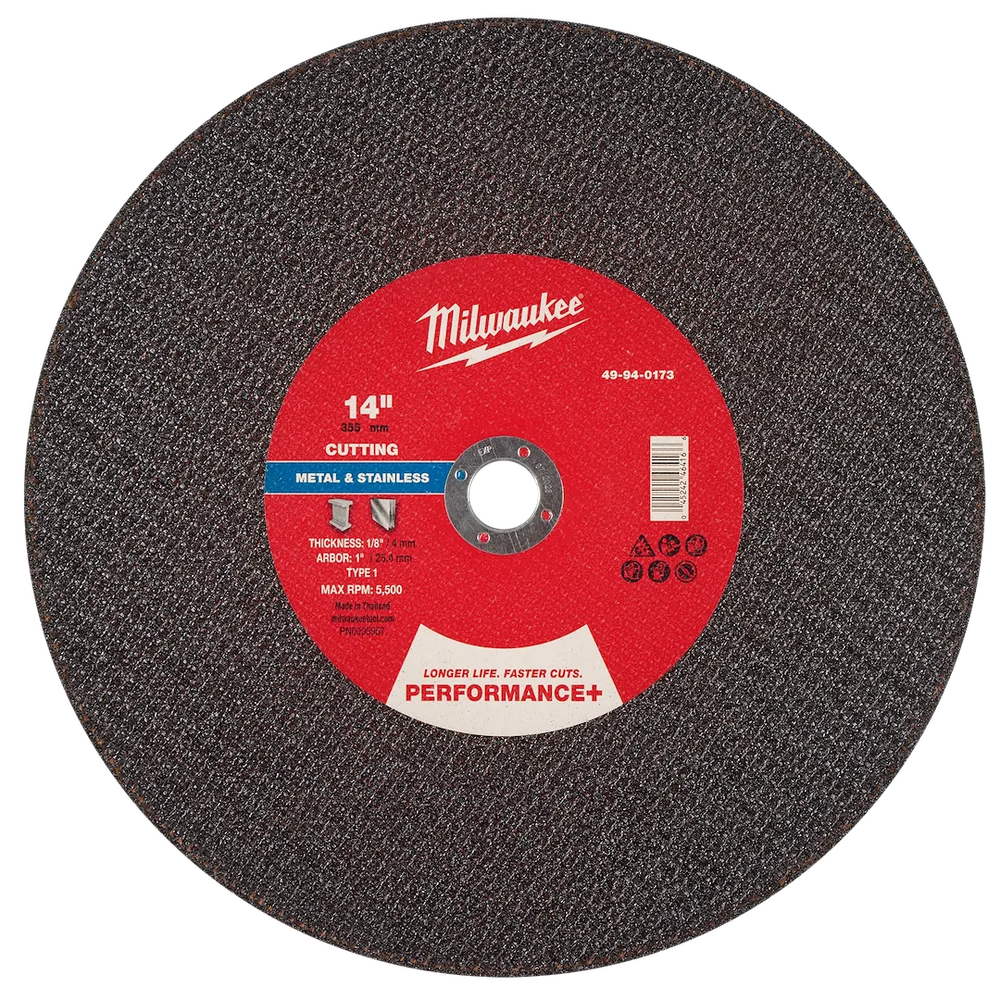 Milwaukee Tool 14" X 1/8"X 1" Performance Metal Cut OFF Wheel