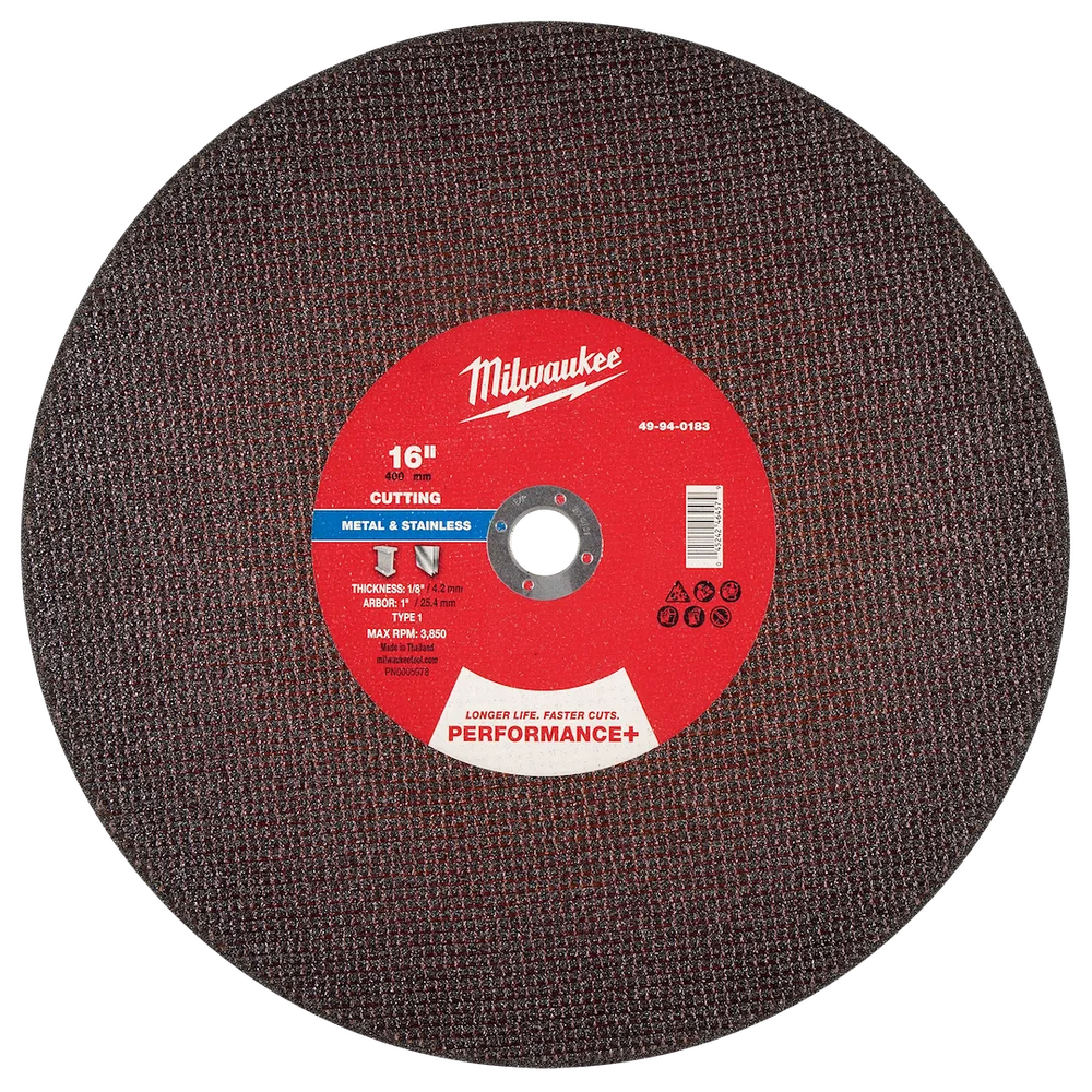 Milwaukee Tool 16" X 1/8" X 1" Performance Metal Cut OFF Wheel