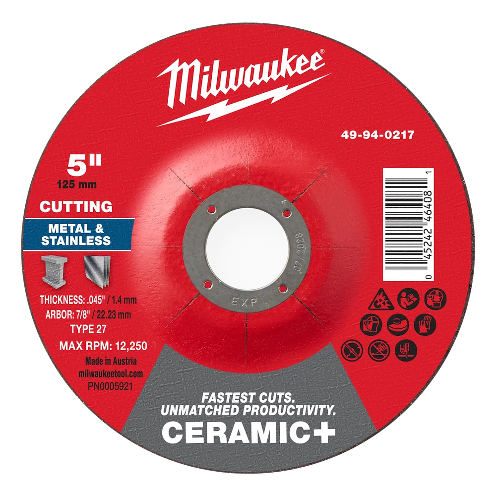 Milwaukee Tool 5" X .045" X 7/8" Ceramic Metal Cut OFF Wheel