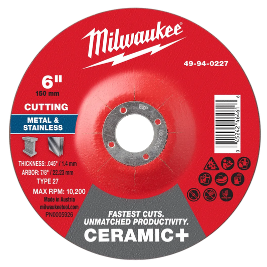 Milwaukee Tool 6" X .045" X 7/8" Ceramic Metal Cut OFF Wheel