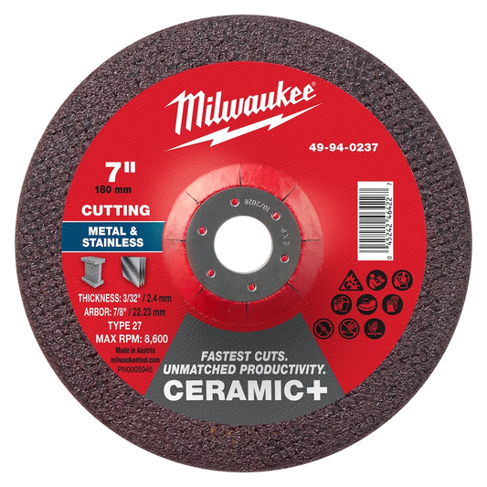 Milwaukee Tool 7" X 3/32" X 7/8" Ceramic Metal Cut OFF Wheel