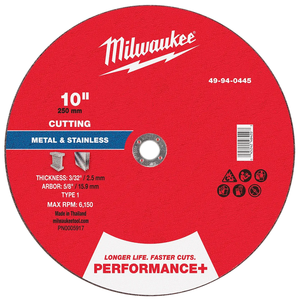 Milwaukee Tool 10" X 3/32"X 5/8"PERFORMANCE Metal Cut OFF Wheel