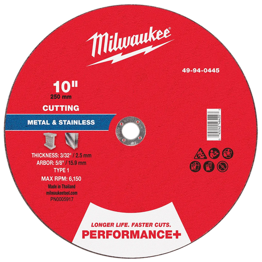 Milwaukee Tool 10" X 3/32"X 5/8"PERFORMANCE Metal Cut OFF Wheel