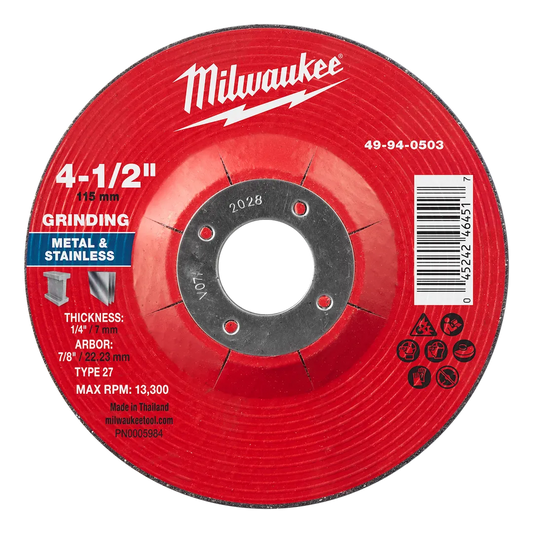 Milwaukee Tool 4-1/2" X 1/4" X 7/8" Metal Grinding Wheel