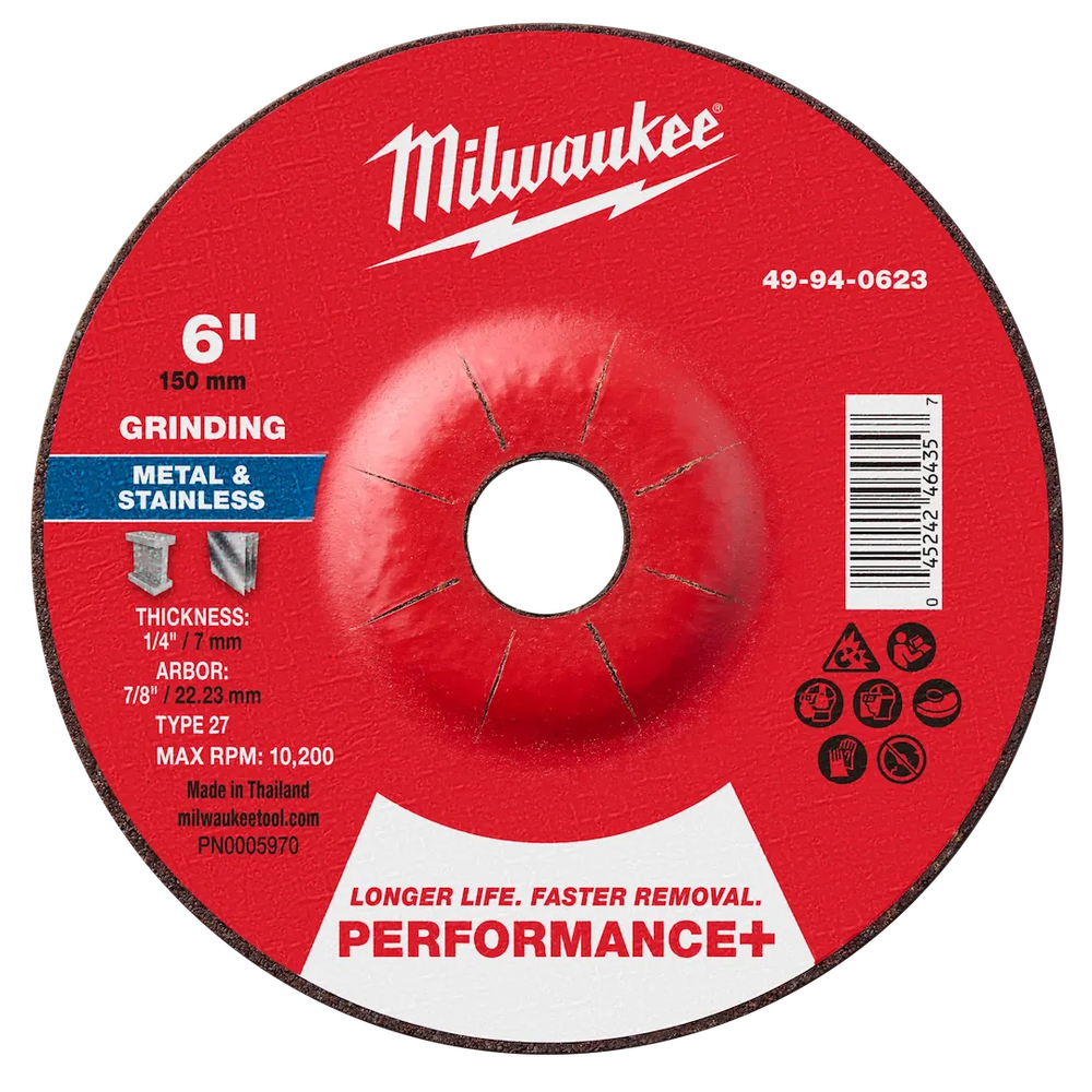 Milwaukee Tool 6" X 1/4" X 7/8" Performance Metal Grind Wheel