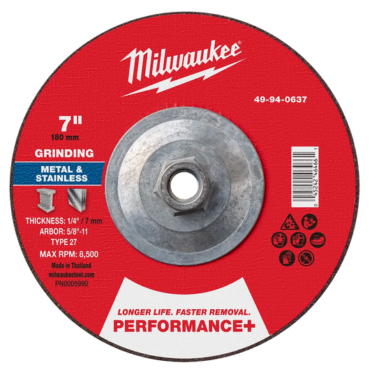 Milwaukee Tool 7" X 1/4" X 5/8" Performance Metal Grind Wheel