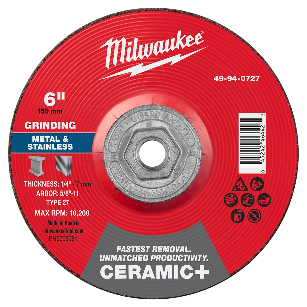 Milwaukee Tool 6" X 1/4" X 5/8" Ceramicmetal Grinding Wheel