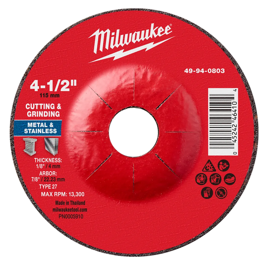 Milwaukee Tool 4-1/2" X 1/8" X 7/8" Dual Metal CUT/GRIND Wheel