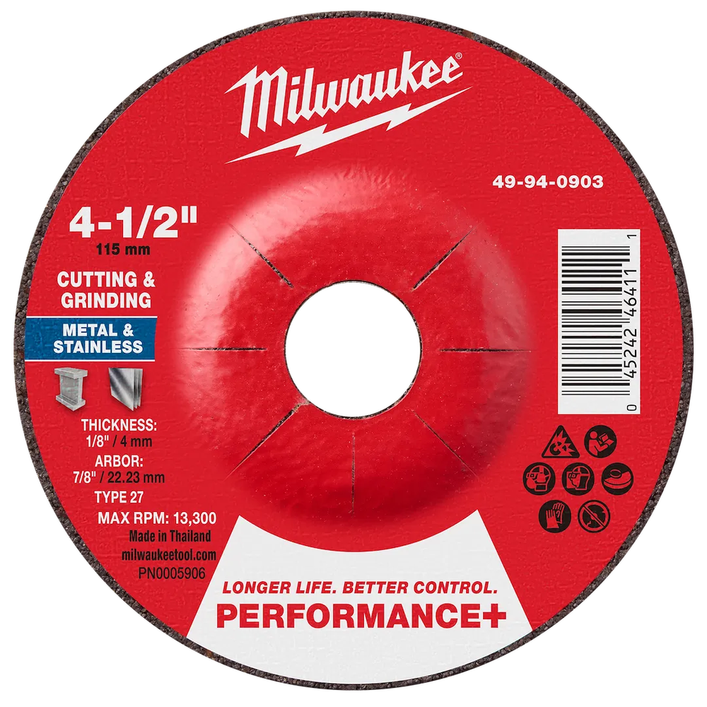 Milwaukee Tool 4-1/2" X 1/8" X 7/8" Dual Metal CUT/GRIND Wheel