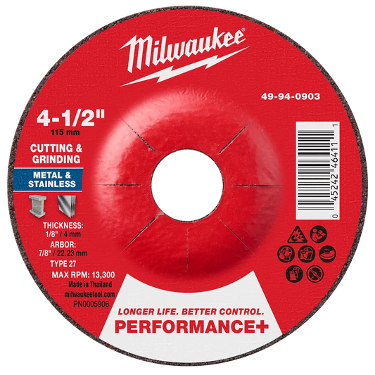 Milwaukee Tool 4-1/2" X 1/8" X 7/8" Dual Metal CUT/GRIND Wheel