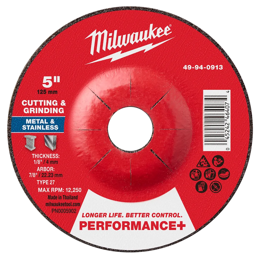 Milwaukee Tool 5" X 1/8" X 7/8" Dual Metal CUT/GRIND Wheel