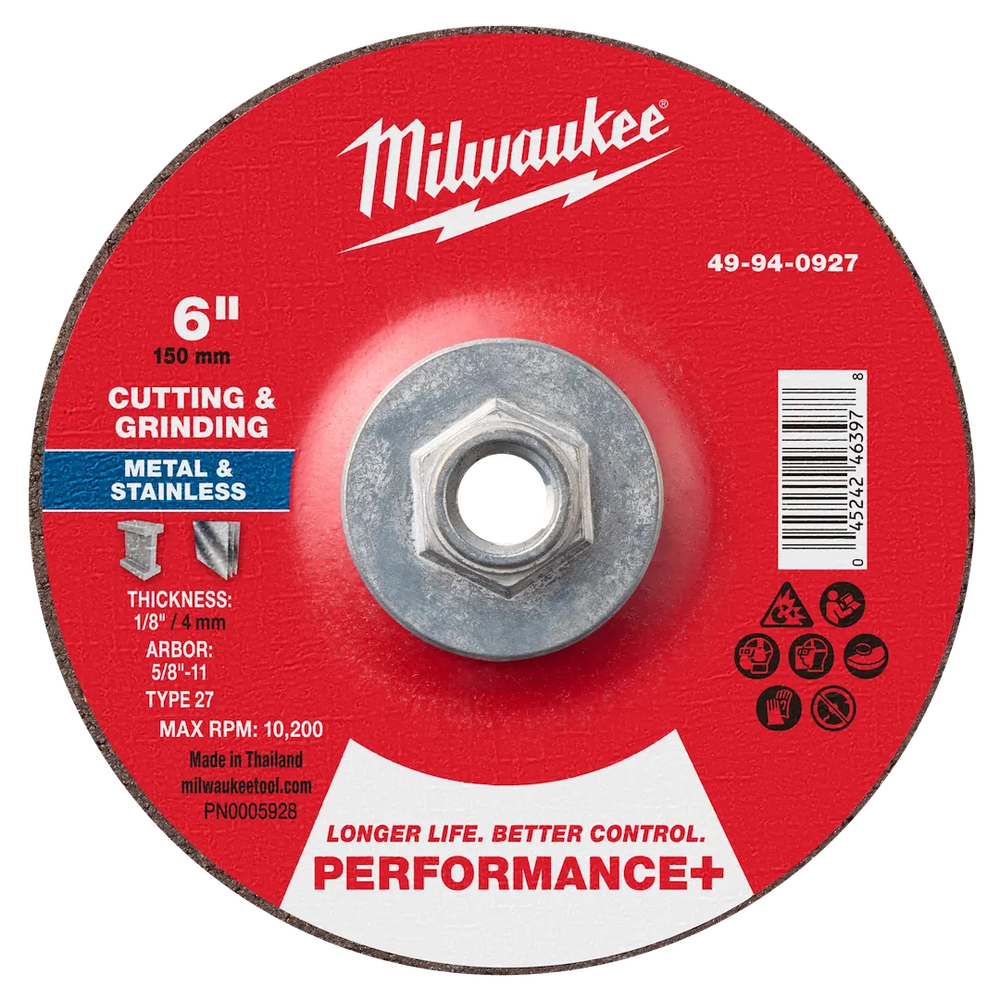 Milwaukee Tool 6" X 1/8" X 5/8" Dual Metal CUT/GRIND Wheel