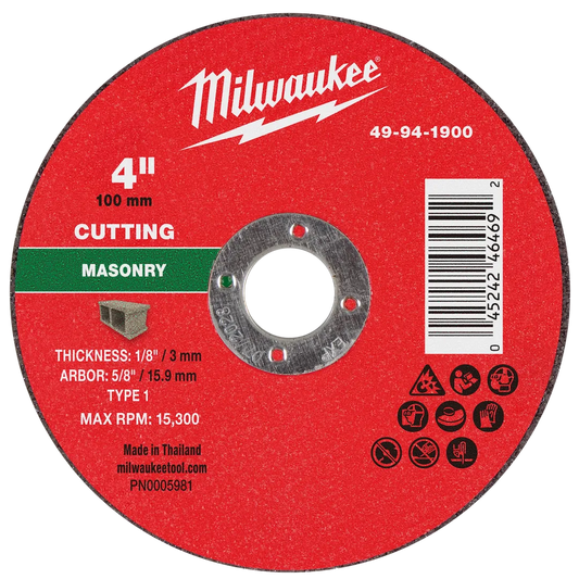 Milwaukee Tool 4" X 1/8" X 5/8" Masonrycut OFF Wheel -type 1