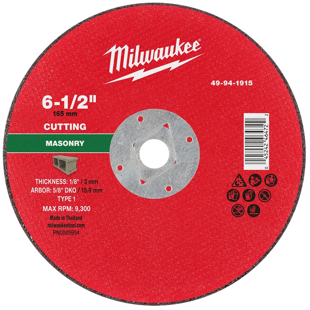 Milwaukee Tool 6-1/2" X 1/8" X 5/8" Dkomasonry Cut OFF Wheel