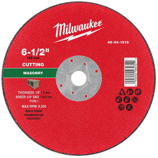Milwaukee Tool 6-1/2" X 1/8" X 5/8" Dkomasonry Cut OFF Wheel