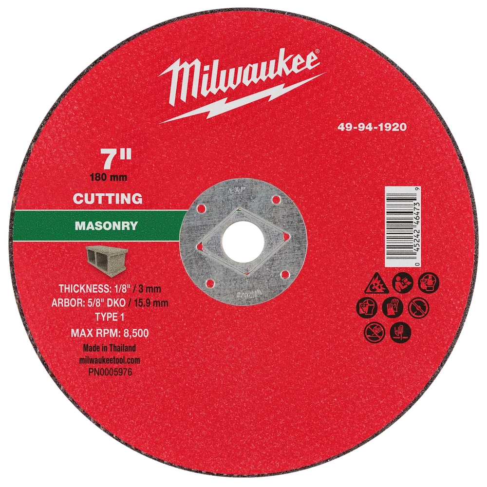 Milwaukee Tool 7" X 1/8" X 5/8" DKO Masonry Cut OFF Wheel
