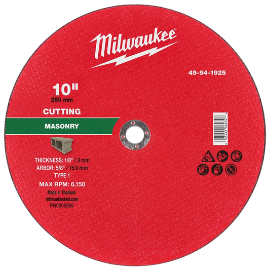 Milwaukee Tool 10" X 1/8" X 5/8" Masonry Cut OFF Wheel -type 1