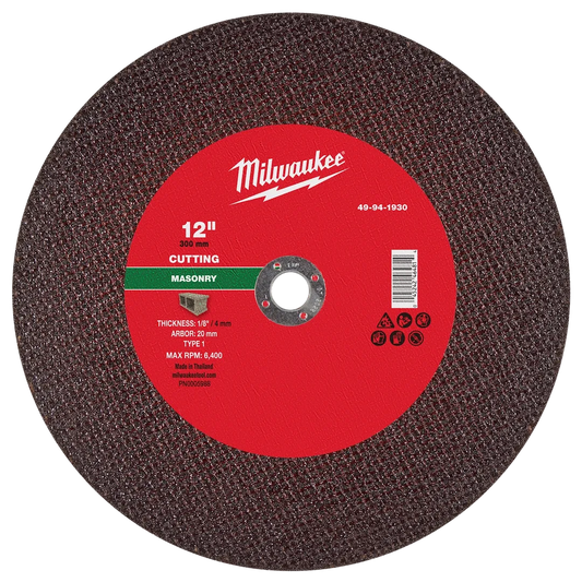 Milwaukee Tool 12" X 1/8" X 20MM Masonry Cut OFF Wheel -type 1