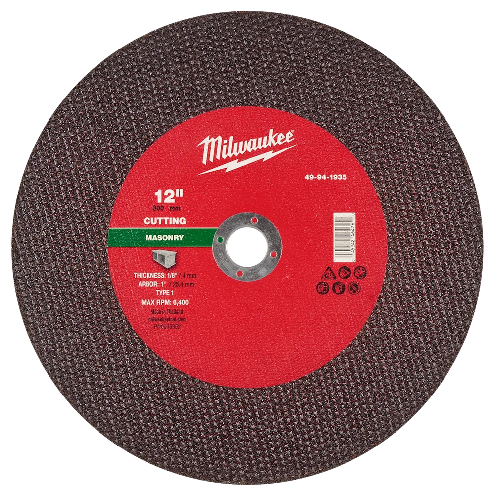 Milwaukee Tool 12" X 1/8" X 1" Masonrycut OFF Wheel -type 1