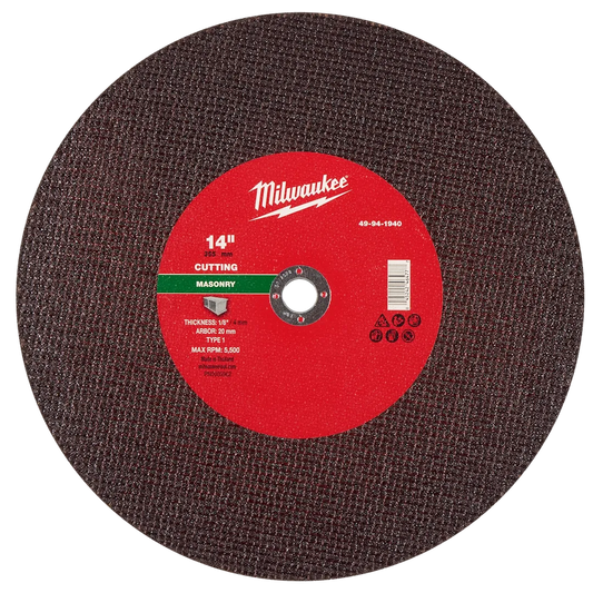 Milwaukee Tool 14" X 1/8" X 1" Masonrycut OFF Wheel -type 1