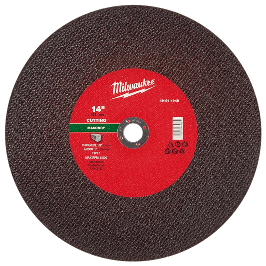 Milwaukee Tool 14" X 1/8" X 20MM Masonry Cut OFF Wheel -type 1
