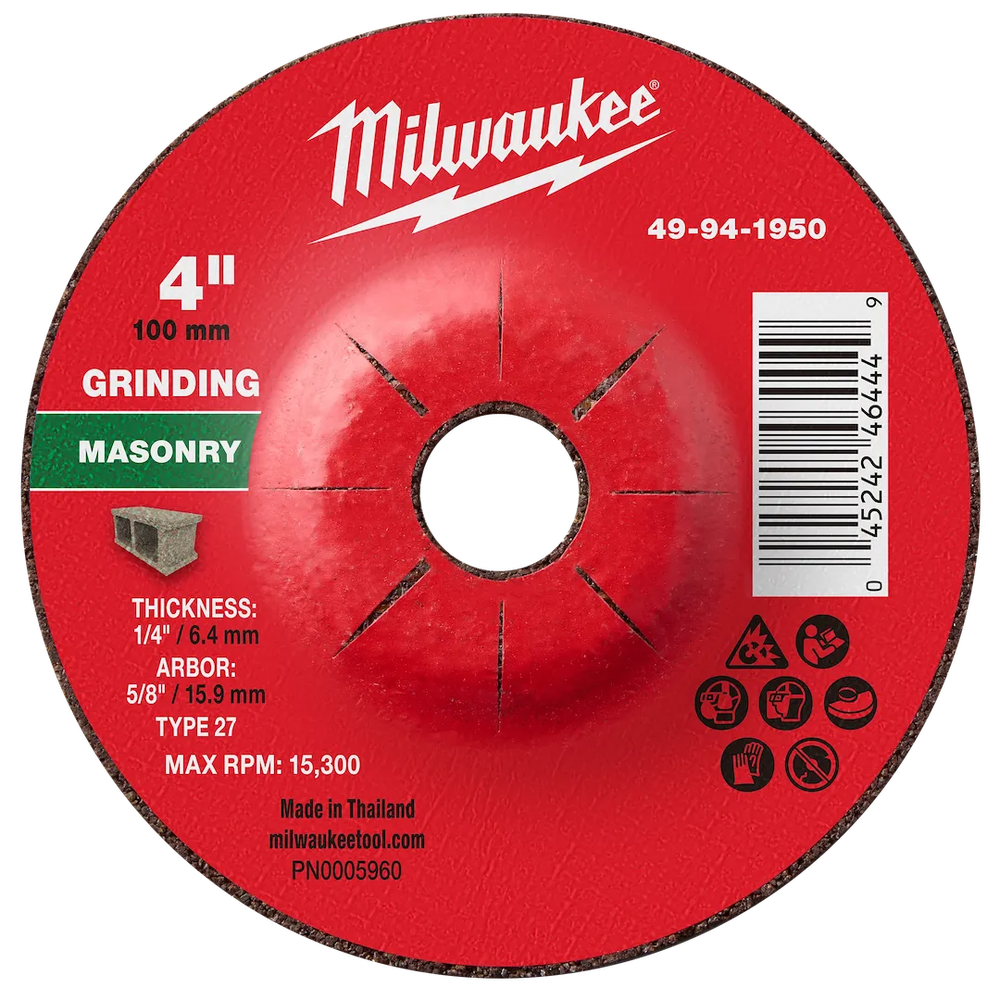 Milwaukee Tool 4" X 1/4" X 5/8" Masonrygrinding Wheel