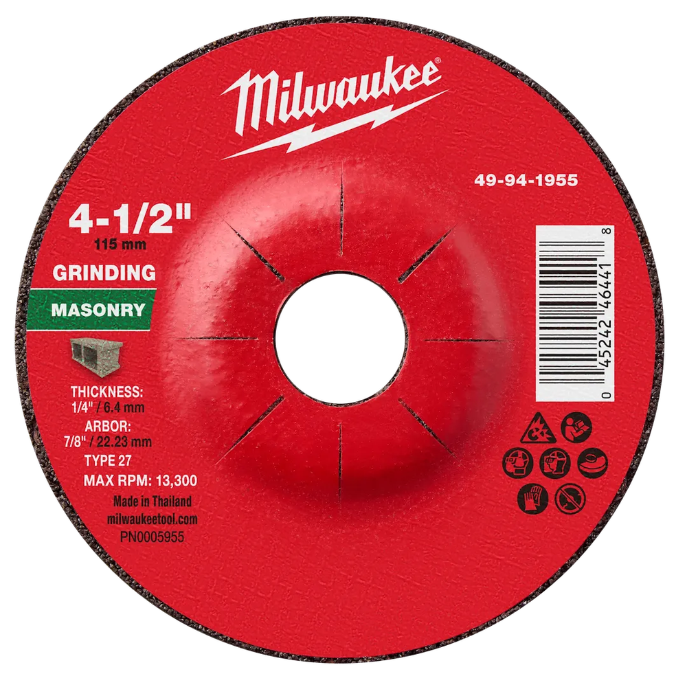 Milwaukee Tool 4-1/2" X 1/4" X 7/8" Masonry Grinding Wheel