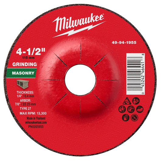 Milwaukee Tool 4-1/2" X 1/4" X 7/8" Masonry Grinding Wheel