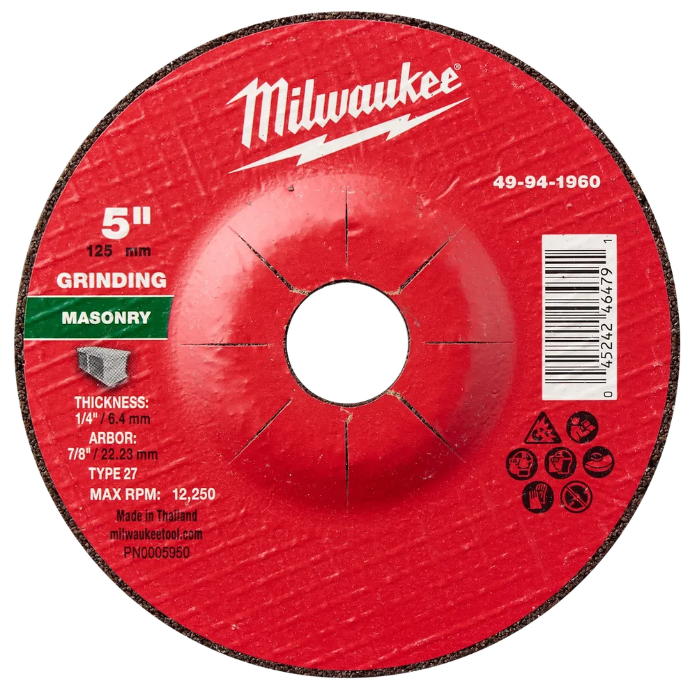 Milwaukee Tool 5" X 1/4" X 7/8" Masonrygrinding Wheel