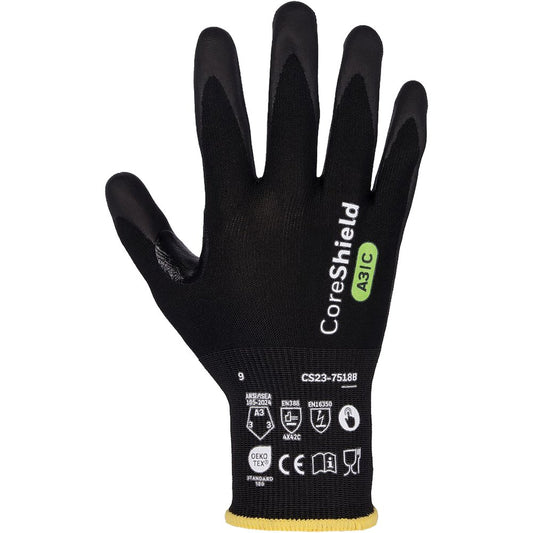 PIP Coreshield Glove 18G Black MF A3/C 9L, 10 Pairs/Bag