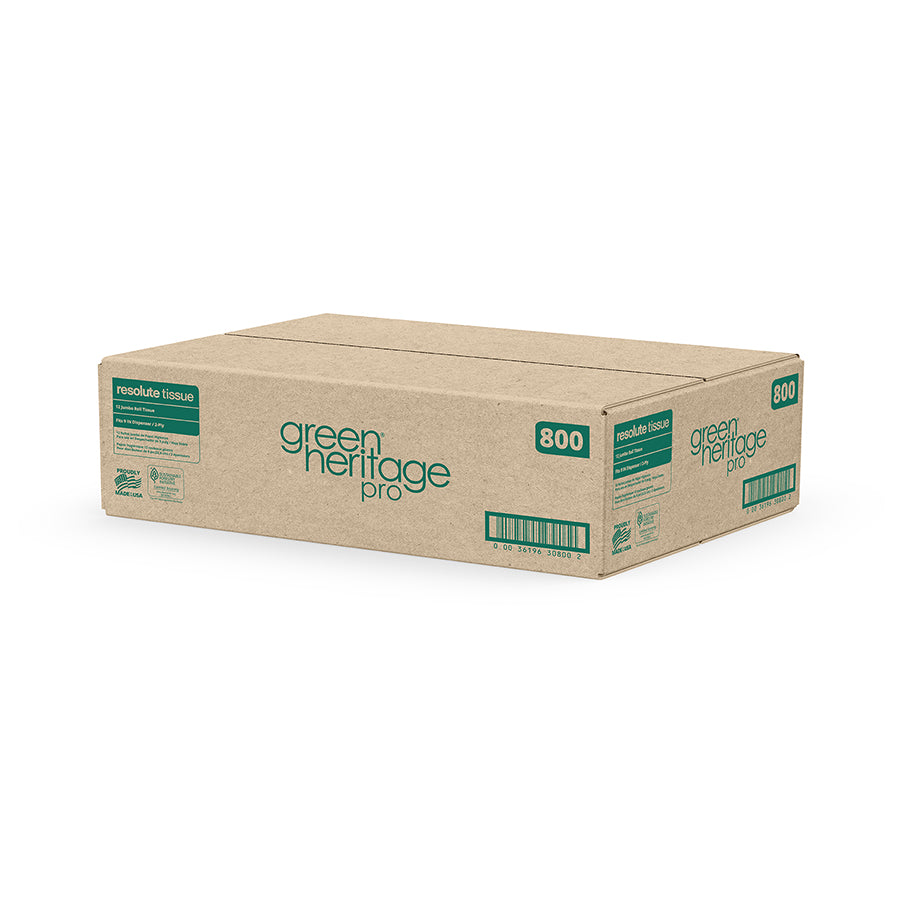 Green Heritage Pro White Jumbo Roll Tissue 2-ply, 560 ft/roll, 65 cases/pallet
