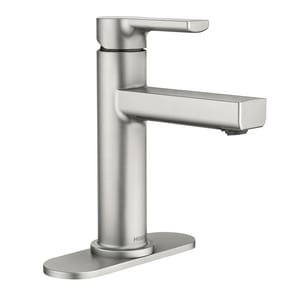 Single Handle Monoblock Bathroom Sink Faucet in Spot Resist Brushed Nickel