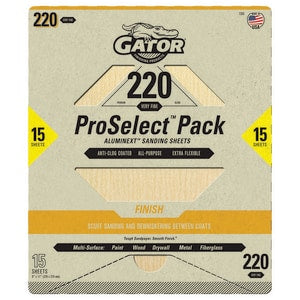220 µm Drywall, Fiberglass, Metal, Painted Surfaces and Wood Sandpaper (Pack of 15)