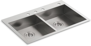 33X22 4H 2B Dual Mnt Kitc Sink Ss