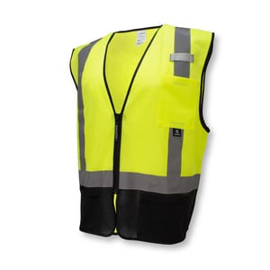 XXXL Size Color Blocked Mesh Vest with Zipper in Lime/Black