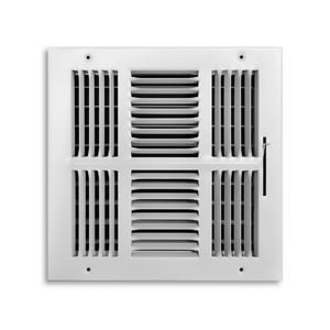 10 x 10 in. Steel 4-way Residential Ceiling & Sidewall Register in White