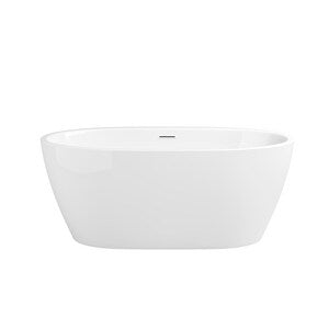 59 x 31-1/2 in. Freestanding Bathtub with Center Drain in White
