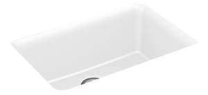 27-1/2 x 18-5/16 in. No Hole Composite Single Bowl Undermount Kitchen Sink in Matte White