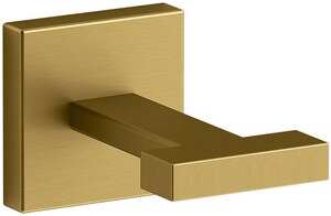 1-Hook Robe Hook in Vibrant Brushed Moderne Brass