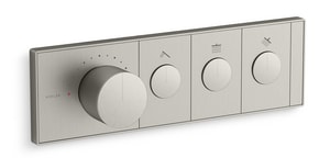 Four Handle Thermostatic Valve Trim in Vibrant Brushed Nickel