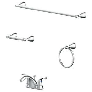 Two Handle Centerset Bathroom Sink Faucet and Bath Accessories in Chrome