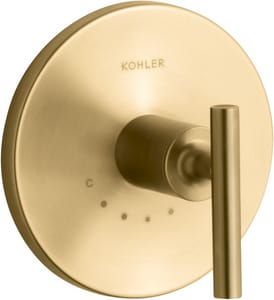 Single Handle Thermostatic Valve Trim in Vibrant® Brushed Moderne Brass