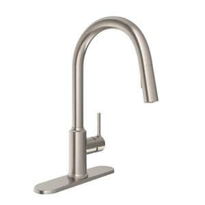 Single Handle Pull Down Kitchen Faucet in Brushed Nickel