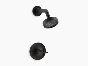 One Handle Single Function Shower Faucet in Black (Trim Only)