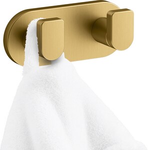 2-Hook Robe Hook in Vibrant Brushed Moderne Brass