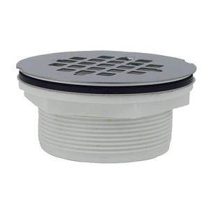 2 x 4-1/4 in. No Caulk Shower Stall Round Drain with Strainer in Stainless Steel