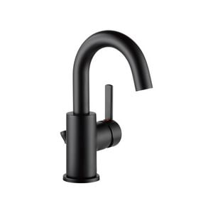 Single Handle Monoblock Bathroom Sink Faucet in Matte Black Lever Handle