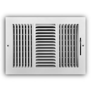 12 x 8 in. Steel 3-way Residential Ceiling & Sidewall Register in White