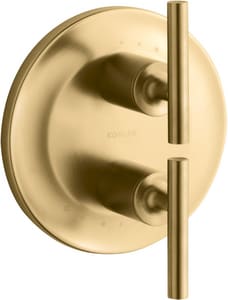 Two Handle Thermostatic Valve Trim in Vibrant Brushed Moderne Brass